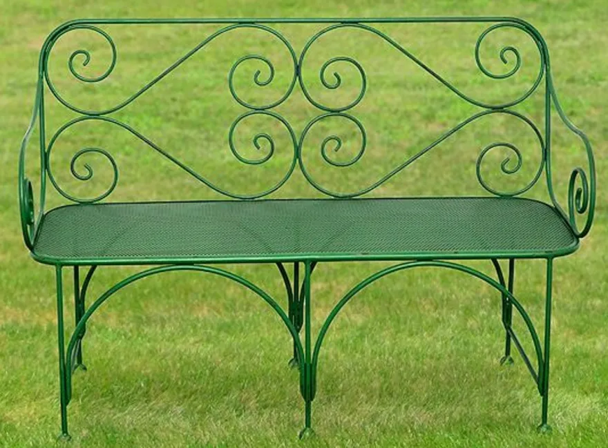 Casa Padrino Gartenbank Art Deco Design, perforierte Sitzfläche, Grün, 1,2m x 0,48m x 0,9m