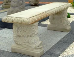 Casa Padrino Gartenbank im orientalischen Stil Weißgrau 140 x 38 x H. 50 cm - Parkbank - Garten Sitzbank - Garten & Terrassen Möbel