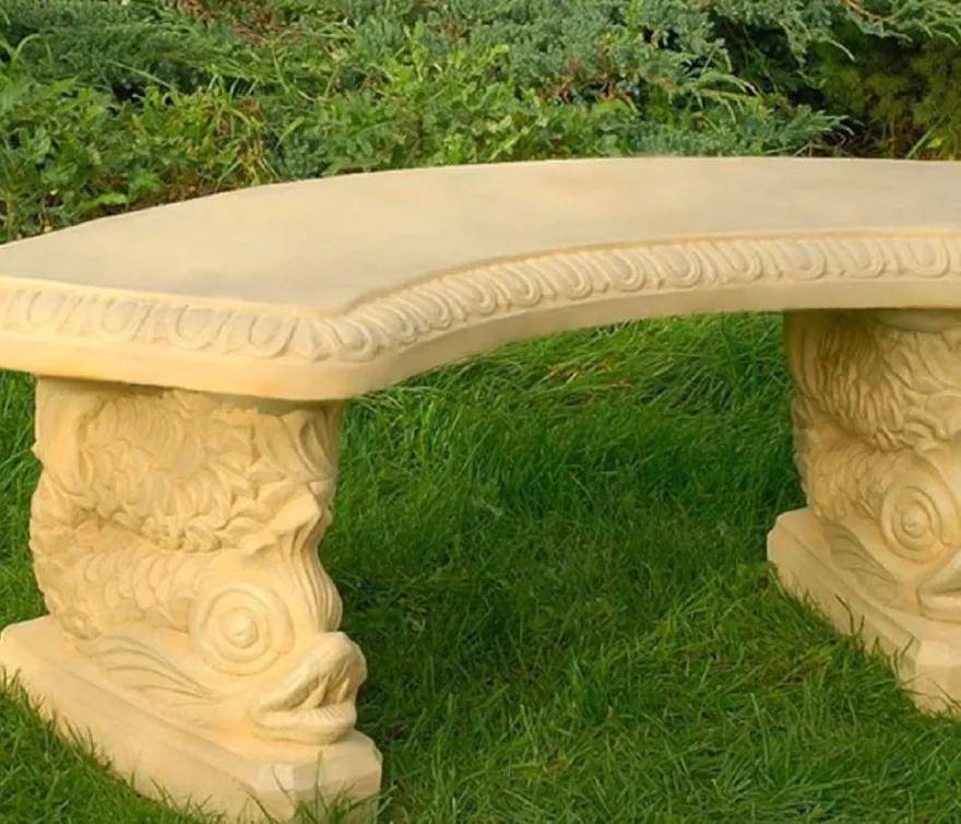 Casa Padrino Gartenbank / Parkbank Sandfarben 138 x 45 x H. 49 cm - Gebogene Garten Sitzbank im Orientalischen Stil - Gartenmöbel