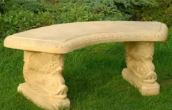 Casa Padrino Gartenbank / Parkbank Sandfarben 138 x 45 x H. 49 cm - Gebogene Garten Sitzbank im Orientalischen Stil - Gartenmöbel