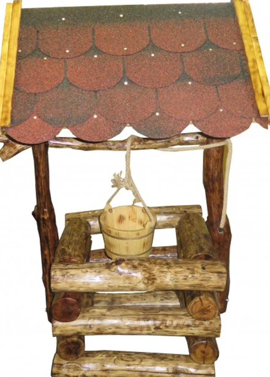 Casa Padrino Gartenbrunnen Rustikal mit Schöpfeimer aus massivem Eichenholz, 60 x 60 x 150 cm