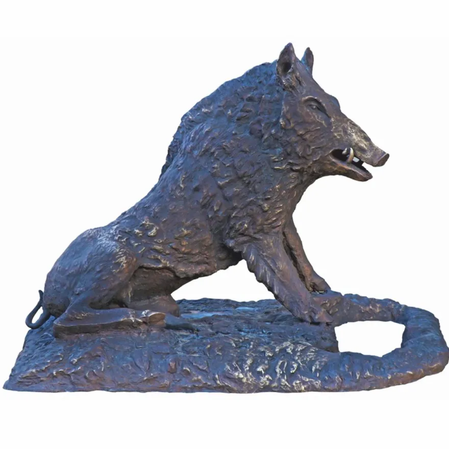 Casa Padrino Garten Deko Messing Skulptur Wildschwein Antik Bronze 130 cm