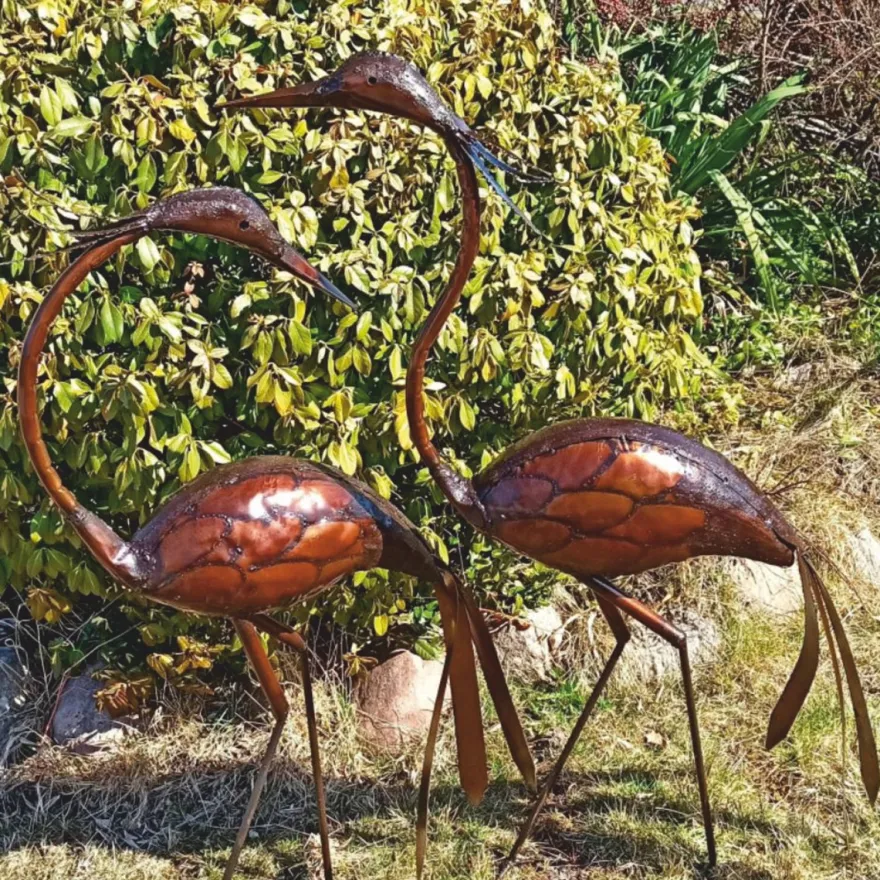 Casa Padrino Garten Deko Metall Skulptur Reiher Bronze H. 110 cm - Garten Figur