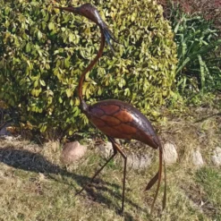 Casa Padrino Garten Deko Metall Skulptur Reiher Bronze H. 110 cm - Garten Figur