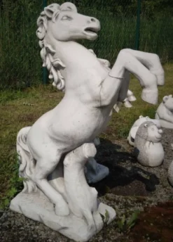 Casa Padrino Gartendeko Skulptur Pferd Grau 47 x 28 x H. 100 cm - Garten Deko Stein Figur - Garten Stein Skulpturen - Garten Deko Accessoires