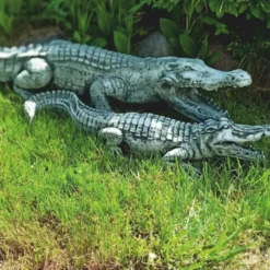 Casa Padrino Garten Deko Skulptur Krokodil Grün 68 cm - Deko Stein Figur