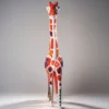 Casa Padrino Garten Deko Skulptur Giraffe Weiß / Rot / Bunt H. 205 cm - Große Garten Deko Figur - Garten Tierfigur - Garten Figuren