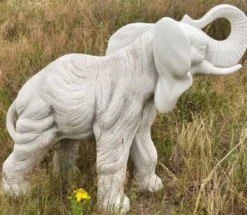 Casa Padrino Gartendeko Skulptur Elefant Grau 83 x 37 x H. 67 cm - Garten Deko Stein Figur - Garten Stein Skulpturen - Garten Deko Accessoires