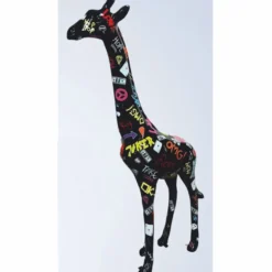 Casa Padrino Garten Deko Skulptur Giraffe Schwarz / Bunt H. 205 cm - Garten Figur