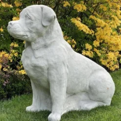 Casa Padrino Garten Deko Skulptur Golden Retriever Hund Grau 55 x 32 x H. 77 cm - Elegante Garten Deko Stein Figur - Dekorative Tierfigur - Garten Deko Accessoires