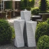 Casa Padrino Garten Deko Säulenbrunnen 3er Set Grau H. 120 cm - Garten Accessoires - Terrassen Accessoires