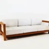 Casa Padrino Garten 3-er Sofa Rustikal "Boston" Weiss-Creme/Braun 200 x 40 x H70 cm - Echtholz Möbel Massiv