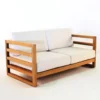 Casa Padrino Garten 2-er Sofa Rustikal "Miami" Weiss-Creme/Braun 140 x 40 x H70 cm - Eiche Massivholz - Echtholz Möbel Massiv