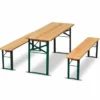 Casa Padrino Gartengarnitur Naturfarben / Grün 220 cm - Biergarten Möbel