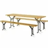Casa Padrino Gartengarnitur Naturfarben / Schwarz 220 cm - Biergarten Möbel