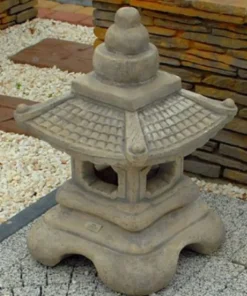 Casa Padrino Gartenleuchte im Asiatischen Stil Grau 50 x 50 x H. 60 cm - Wetterbeständige Garten & Terrassen Leuchte - Garten Terrassen Wege Einfahrt Beleuchtung