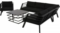 Casa Padrino Gartenmöbel Set mit Polsterung + Sessel + Tisch - Lounge Set