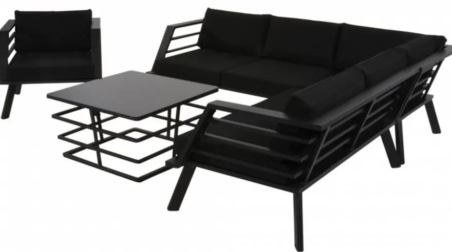 Casa Padrino Gartenmöbel Set mit Polsterung + Sessel + Tisch - Lounge Set