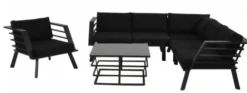 Casa Padrino Gartenmöbel Set mit Polsterung + Sessel + Tisch - Lounge Set