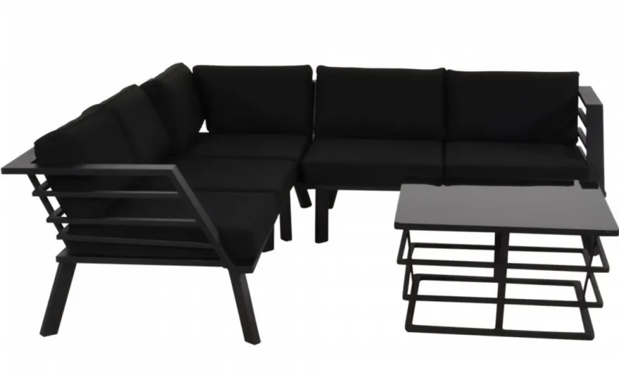 Casa Padrino Gartenmöbel Set mit Polsterung + Sessel + Tisch - Lounge Set