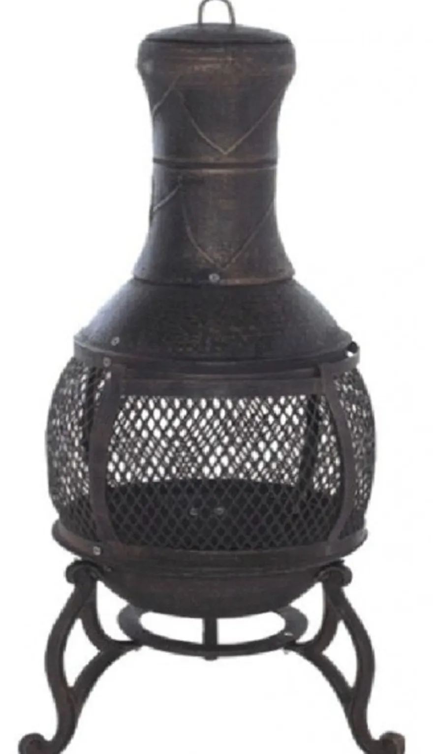 Casa Padrino Gartenofen Terrassenofen aus Gussmetall in Schwarz, Höhe 90 cm, Durchmesser 40 cm