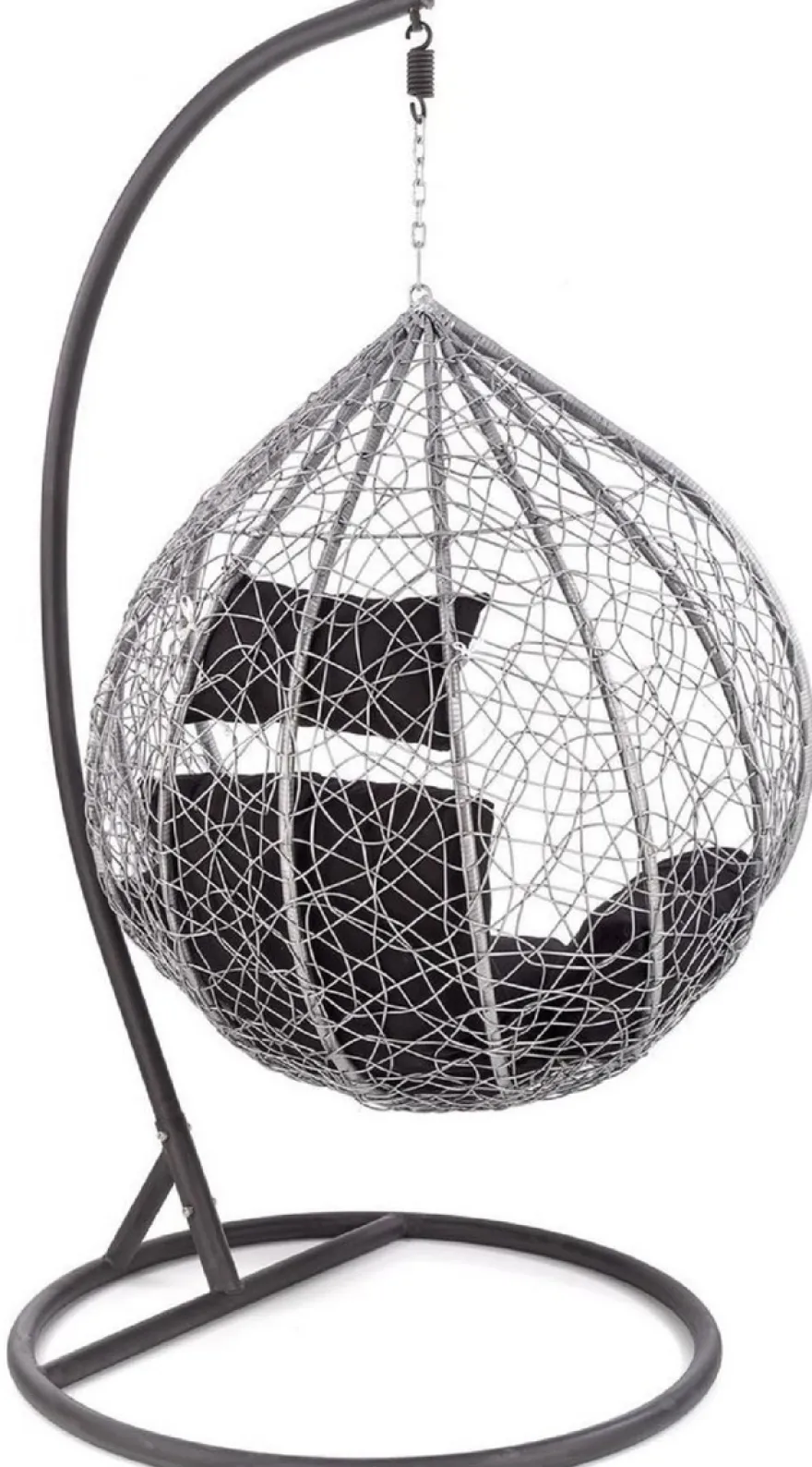 Casa Padrino Garten Schaukelsessel Grau / Schwarz H. 195 cm