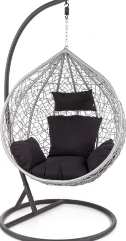 Casa Padrino Garten Schaukelsessel Grau / Schwarz H. 195 cm