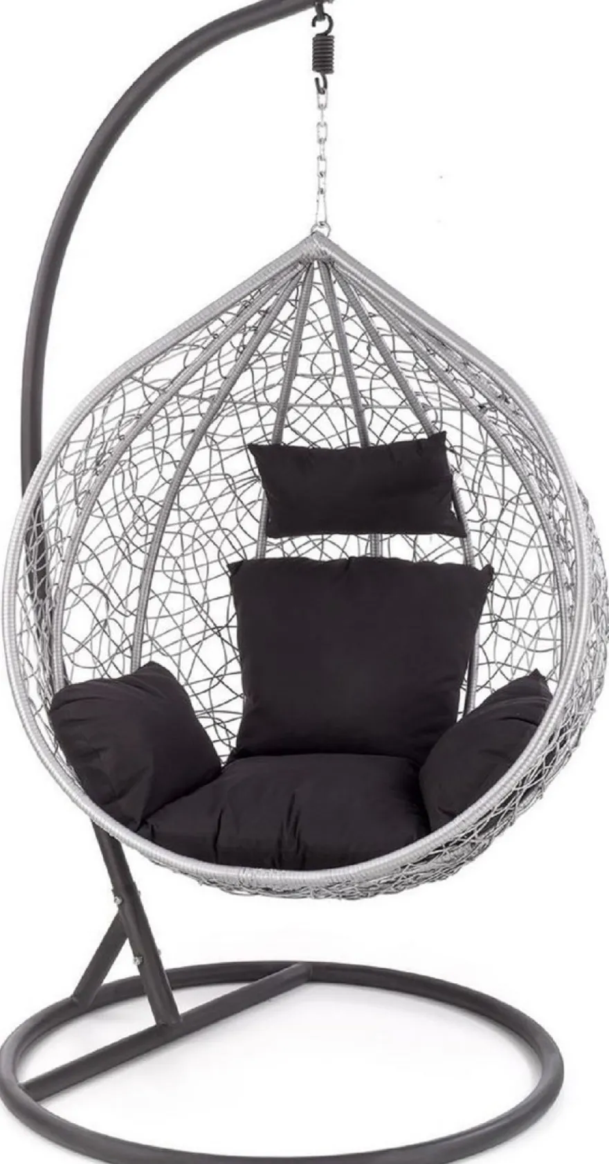 Casa Padrino Garten Schaukelsessel Grau / Schwarz H. 195 cm