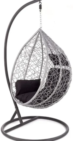 Casa Padrino Garten Schaukelsessel Grau / Schwarz H. 195 cm