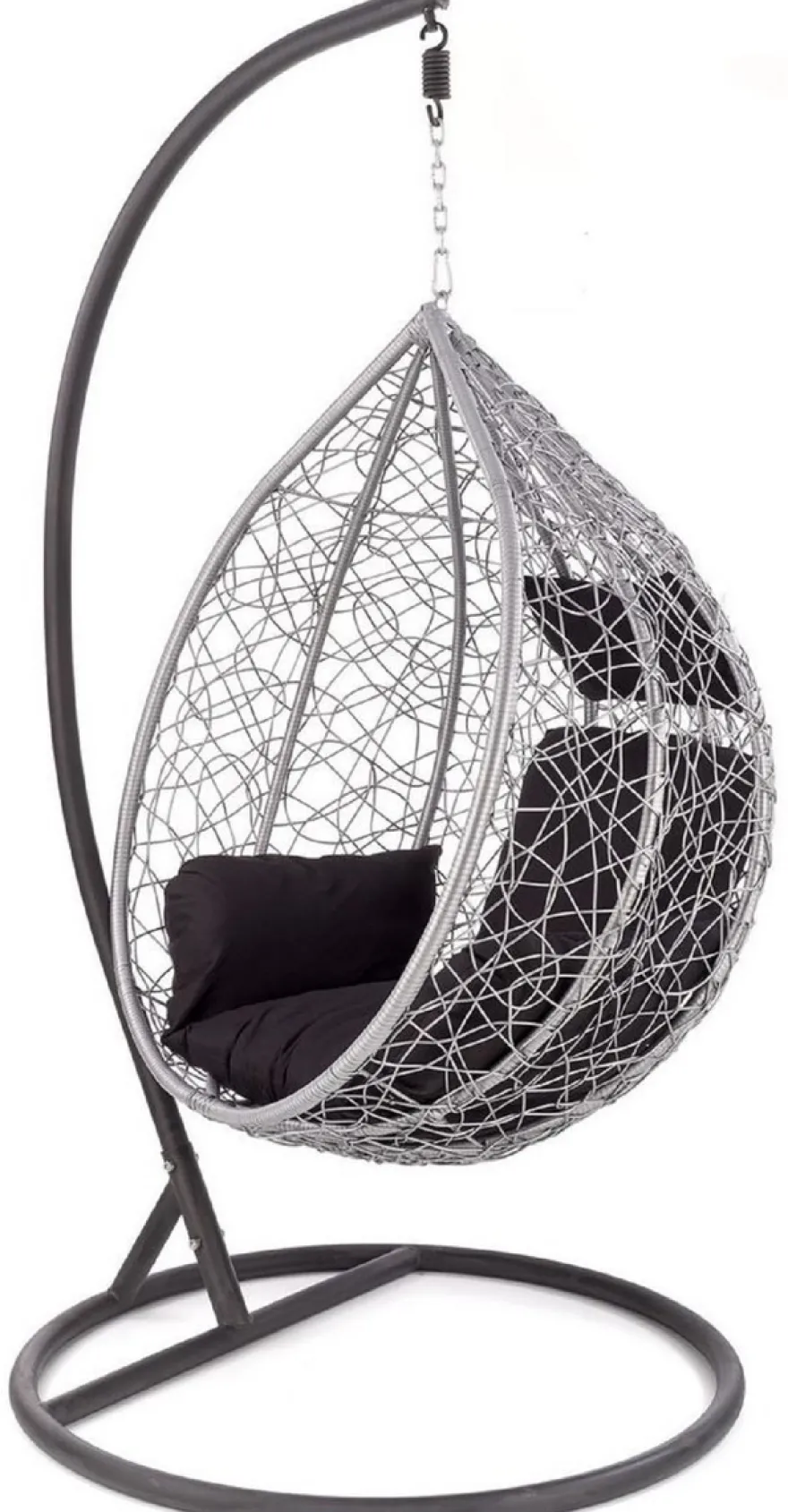 Casa Padrino Garten Schaukelsessel Grau / Schwarz H. 195 cm