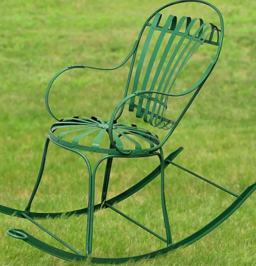 Casa Padrino Garten Schaukelstuhl 46 x 130 x H. 95 cm - verschiedene Farben - Handgefertigte Gartenmöbel aus Schmiedeeisen