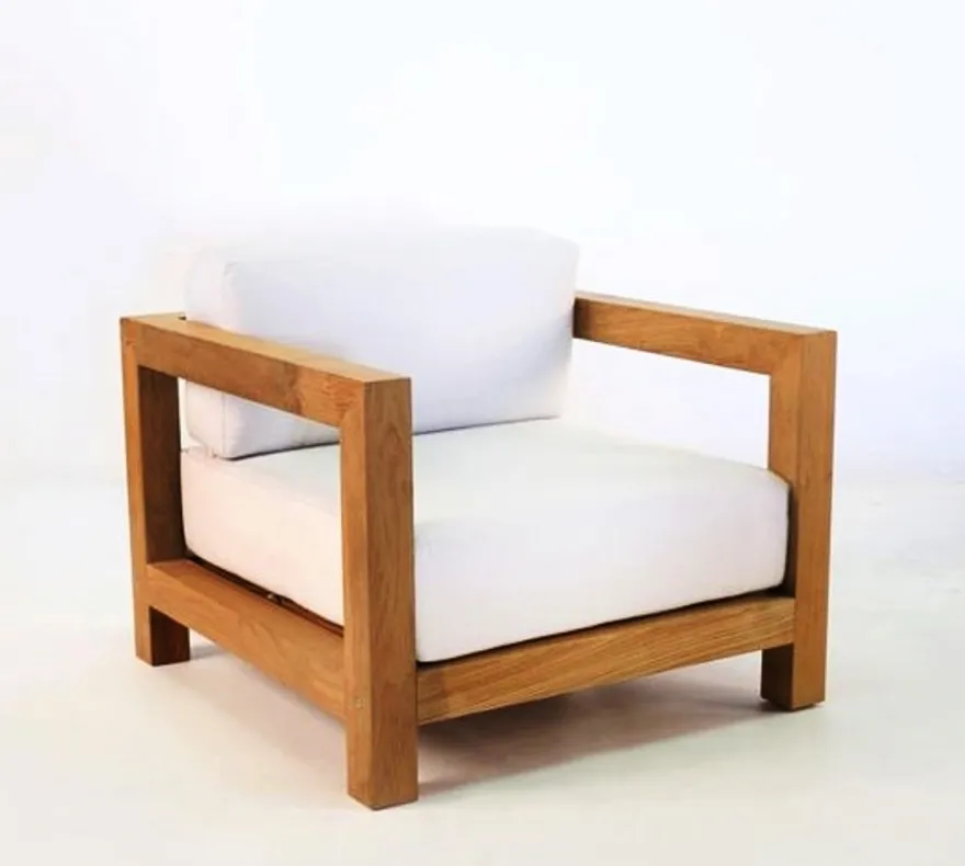Casa Padrino Garten Sessel "Boston" Rustikal Weiss-Creme/Braun 80 x 40 x H70 cm - Eiche Massivholz - Echtholz Möbel Massiv