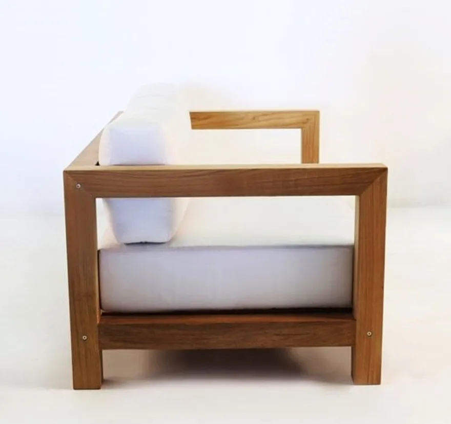 Casa Padrino Garten Sessel "Boston" Rustikal Weiss-Creme/Braun 80 x 40 x H70 cm - Eiche Massivholz - Echtholz Möbel Massiv