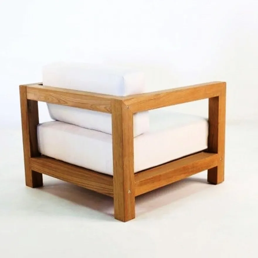 Casa Padrino Garten Sessel "Boston" Rustikal Weiss-Creme/Braun 80 x 40 x H70 cm - Eiche Massivholz - Echtholz Möbel Massiv