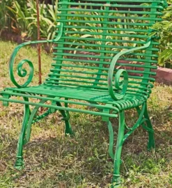 Casa Padrino Gartenstuhl aus Schmiedeeisen - verschiedene Farben - 65 cm x 60 cm - Luxus Gartenmöbel