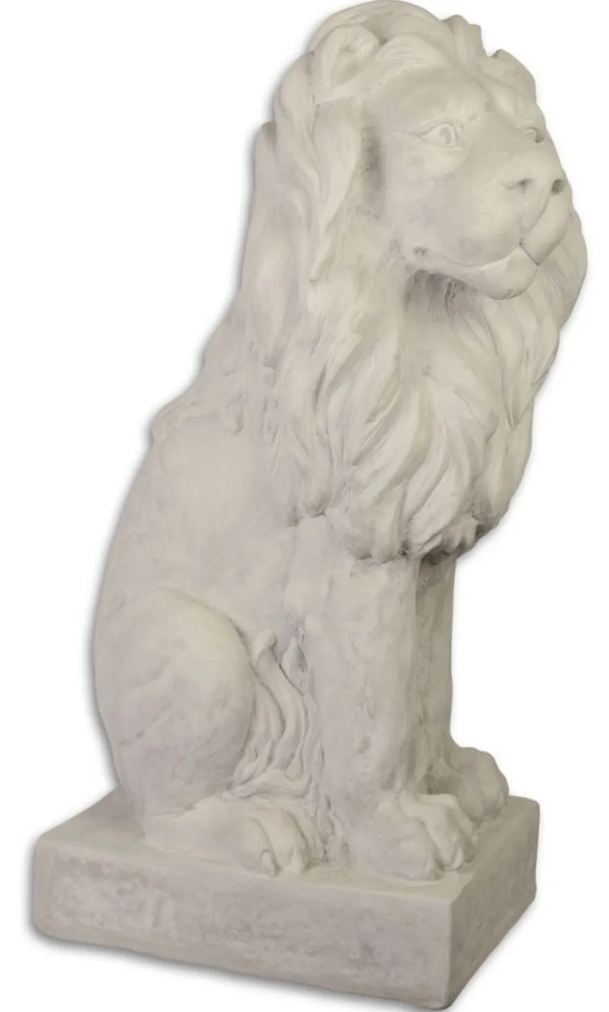 Casa Padrino Garten Terrassen Deko Skulptur Sitzender Löwe Weißgrau 28,7 x 43 x H. 74,6 cm - Deko Figur
