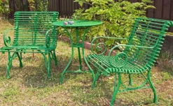 Casa Padrino Gartentisch aus Schmiedeeisen in Grün, Durchmesser 60 x Höhe 70 cm - Hochwertiger Bistrotisch für den Außenbereich