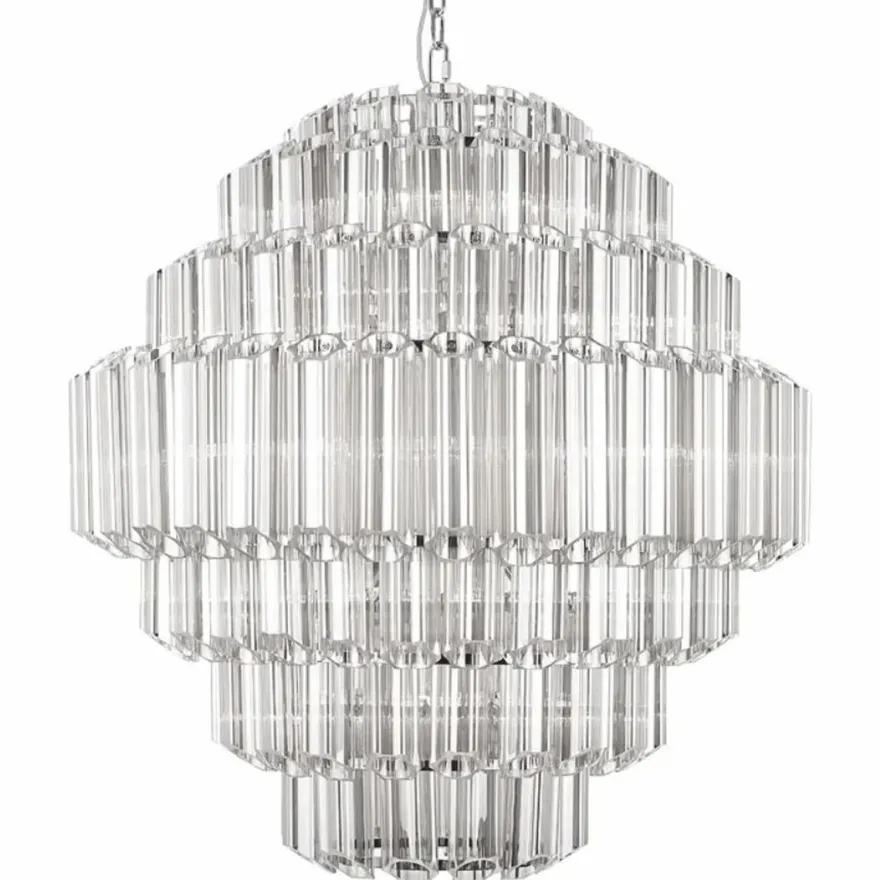 Casa Padrino Glas Kronleuchter Silber Ø 80 x H. 93 cm - Runder Kronleuchter