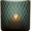 Casa Padrino Glas Teelichthalter / Windlicht Saphirfarben Ø 20 x H. 20 cm - Luxus Teelichthalter mit Diamantenschliff