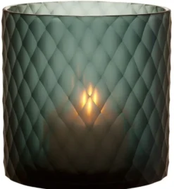 Casa Padrino Glas Teelichthalter / Windlicht Saphirfarben Ø 20 x H. 20 cm - Luxus Teelichthalter mit Diamantenschliff
