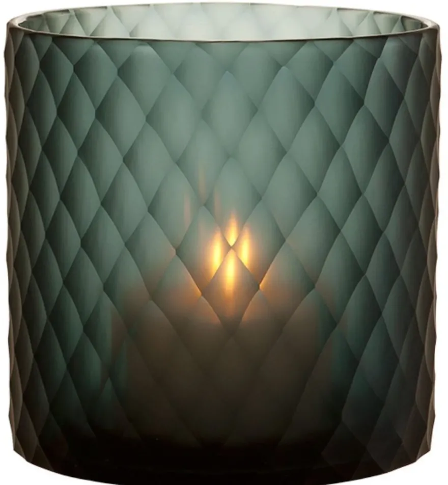 Casa Padrino Glas Teelichthalter / Windlicht Saphirfarben Ø 20 x H. 20 cm - Luxus Teelichthalter mit Diamantenschliff