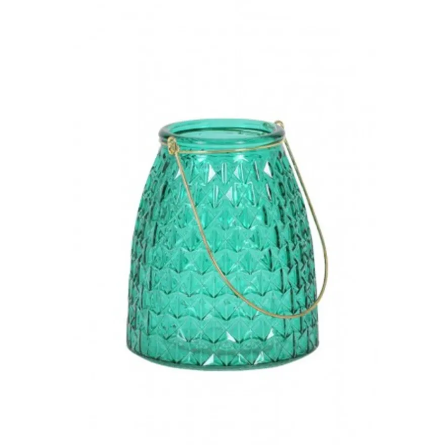 Casa Padrino Glas Teelicht Halter Design Kerzenhalter in Dunkelgrün / Gold - Ø13x15 cm