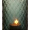 Casa Padrino Glas Teelichthalter / Windlicht Saphirfarben Ø 13 x H. 16 cm - Luxus Teelichthalter mit Diamantenschliff