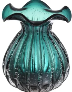 Casa Padrino Glas Vase / Blumenvase Grün Ø 26 x H. 33 cm - Luxus Wohnzimmer Deko