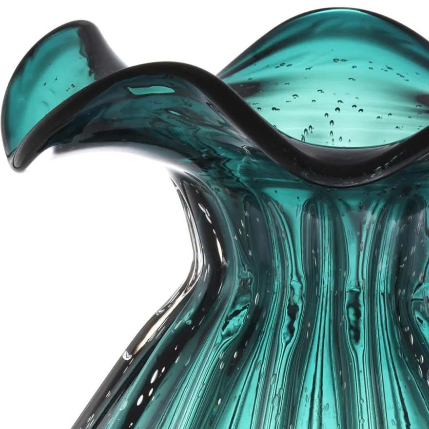 Casa Padrino Glas Vase / Blumenvase Grün Ø 26 x H. 33 cm - Luxus Wohnzimmer Deko