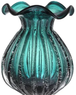 Casa Padrino Glas Vase / Blumenvase Grün Ø 26 x H. 33 cm - Luxus Wohnzimmer Deko