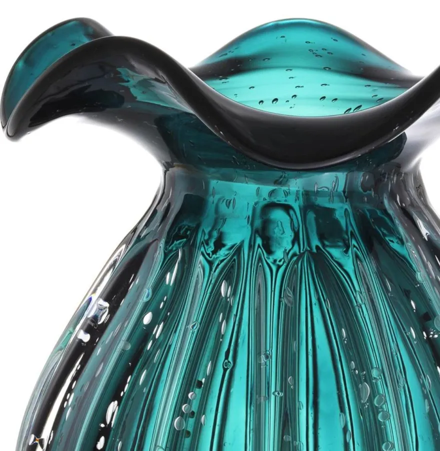 Casa Padrino Glas Vase / Blumenvase Grün Ø 23 x H. 27 cm - Luxus Wohnzimmer Deko