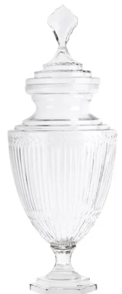 Casa Padrino Glas Vase mit Deckel 29 x H. 74 cm - Hotel Dekorationen