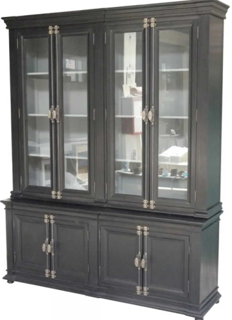 Casa Padrino Großer Shabby Chic Buffetschrank im Landhausstil aus Kiefer und MDF, 4 Türen, 190 x 45/32 x 245 cm