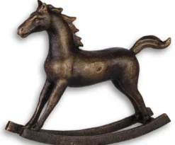 Casa Padrino Gusseisen Deko Schaukelpferd Antik Bronze 21 x 4,9 x H. 17,5 cm - Luxus Deko